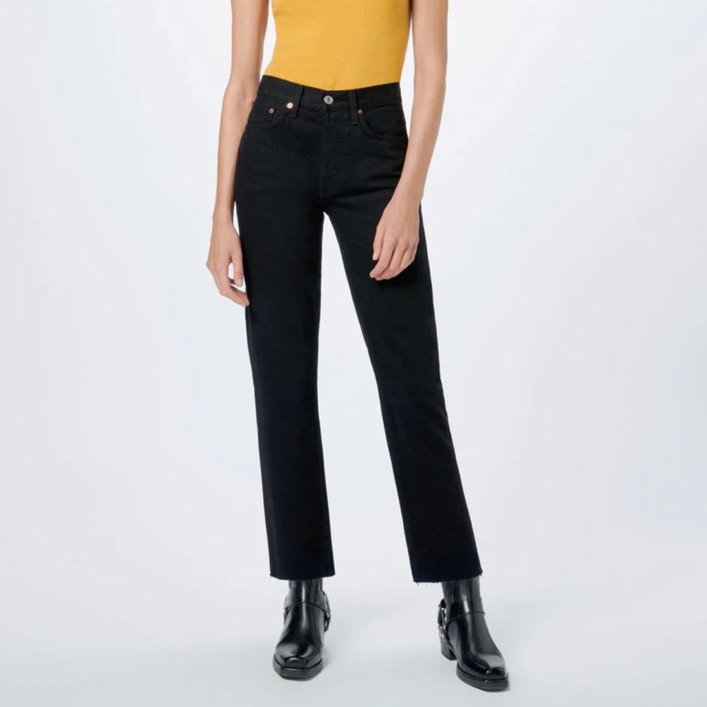 Re/done black stove pipe jeans